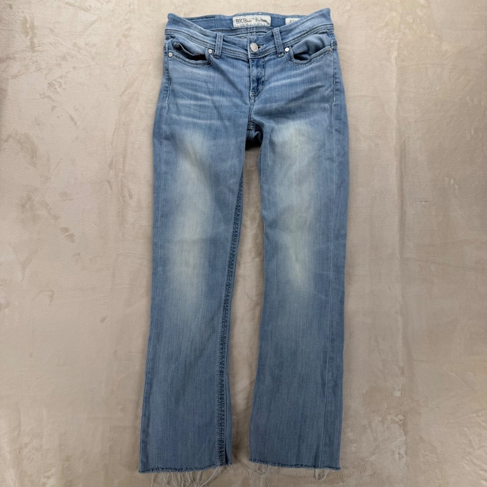 BKE Payton Bootcut Jeans Womens 27L Light Wash Good Raw Hem Stretch Denim